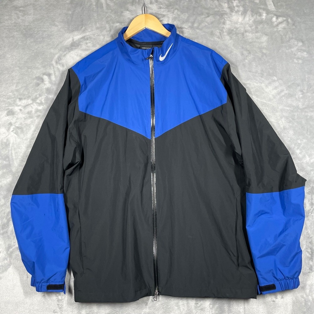 Nike Golf Storm-FIT Windbreaker Jacket Mens XL Blue Black Colorblock Full Zip